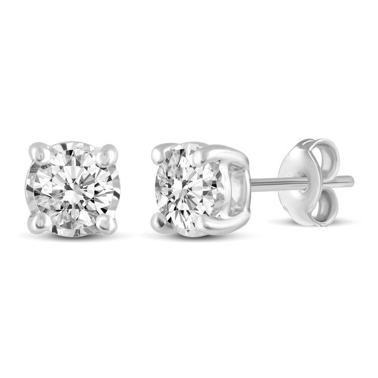 3/4 CTW (I2) Natural Diamond Studs Earrings in14K White Gold/Yellow Gold/Rose Gold