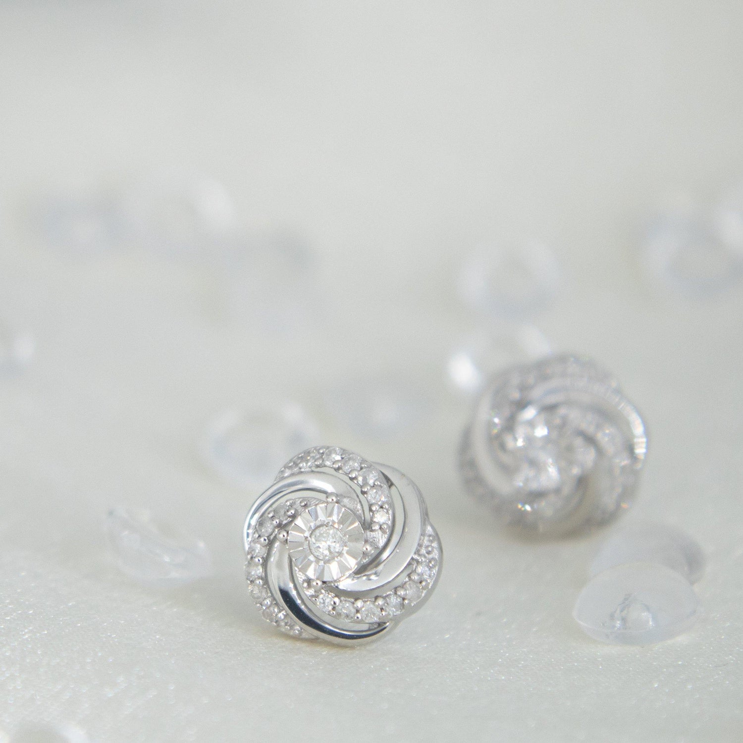 1/3CT TW Diamond Swirl Cluster Stud Earring in Sterling Silver - Fifth and Fine