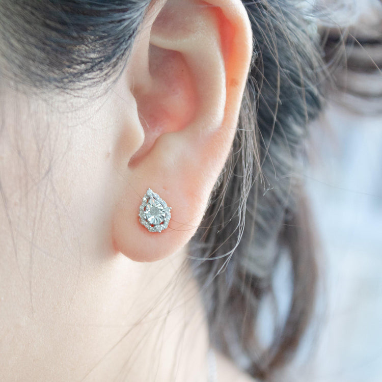 1/5ct tw Diamond Pear Cluster Fashion Stud Earring in Sterling Silver - Fifth and Fine