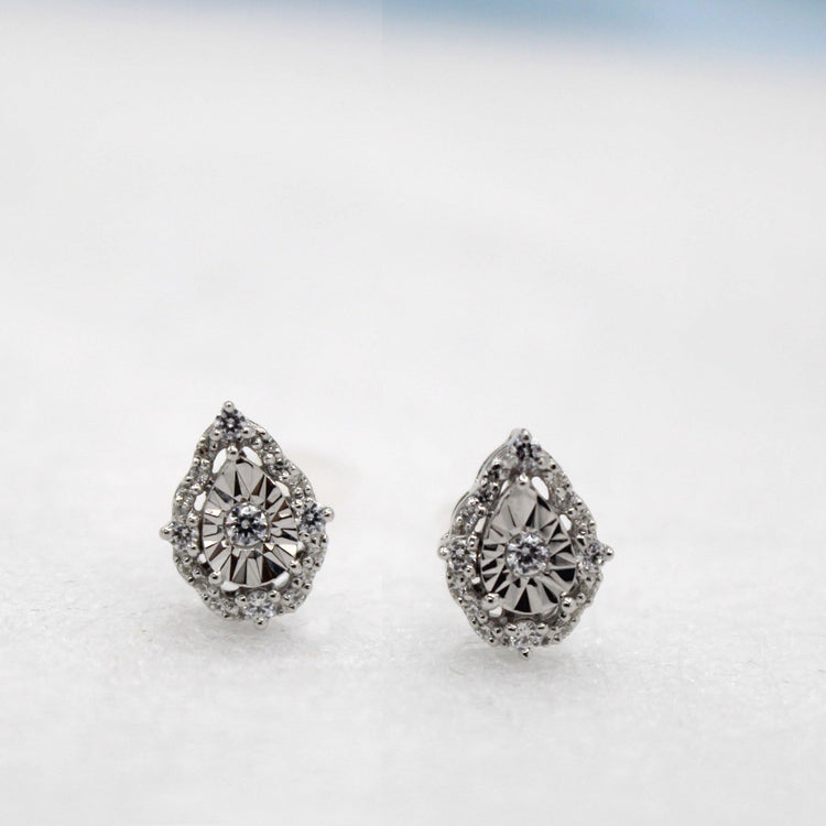 1/5ct tw Diamond Pear Cluster Fashion Stud Earring in Sterling Silver - Fifth and Fine