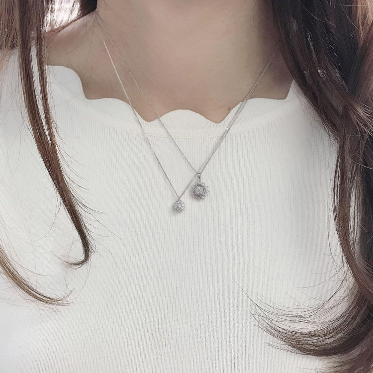 1/4CT TW Diamond cluster Pendant in Sterling Silver with 18inch cable chain - Fifth and Fine