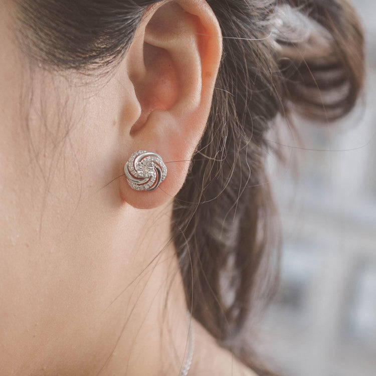 1/3CT TW Diamond Swirl Cluster Stud Earring in Sterling Silver - Fifth and Fine