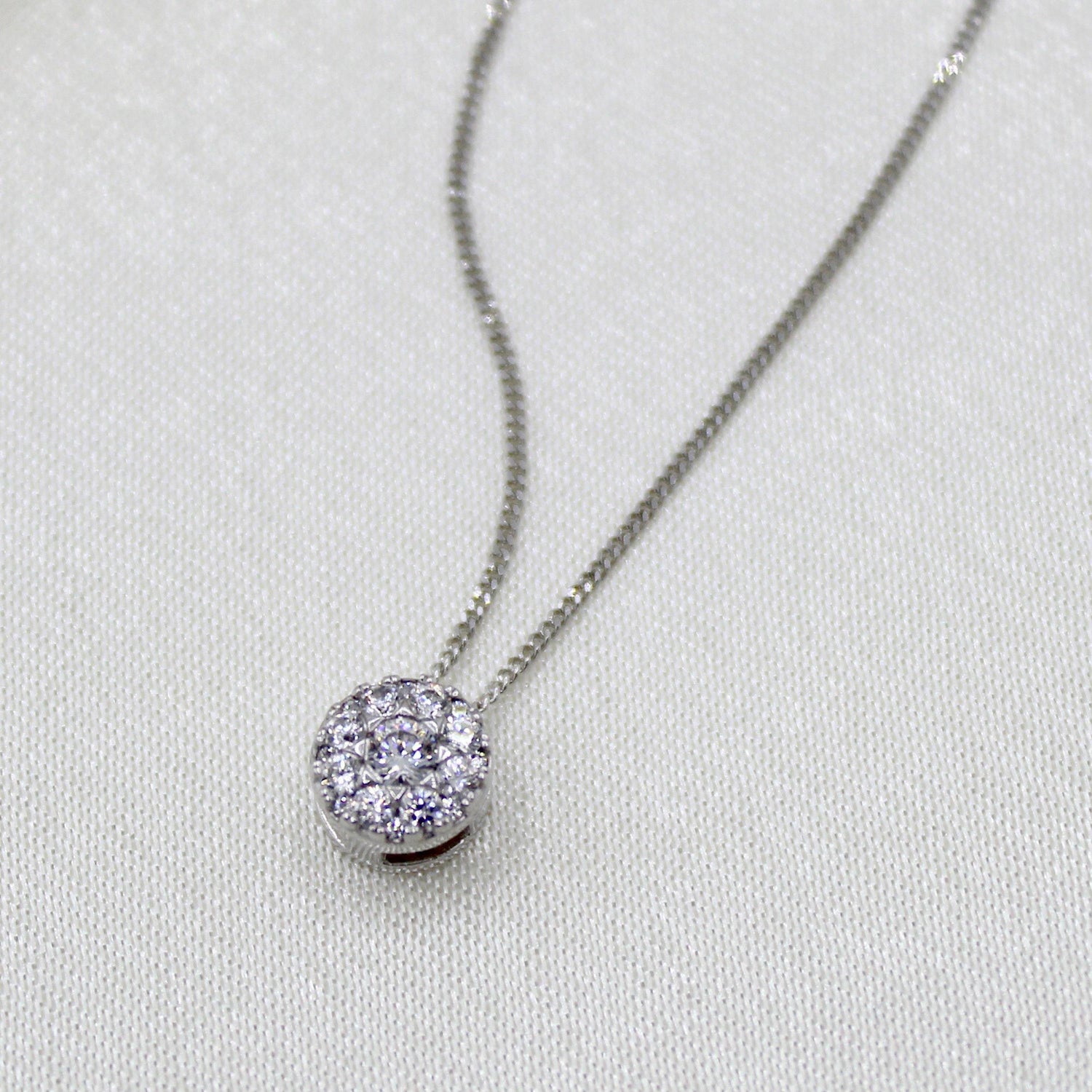 1/4CT TW Diamond cluster Pendant in Sterling Silver with 18inch cable chain - Fifth and Fine