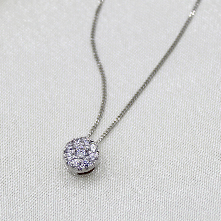 1/4CT TW Diamond cluster Pendant in Sterling Silver with 18inch cable chain - Fifth and Fine