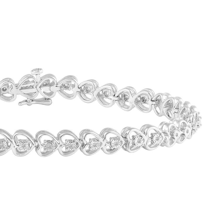 1/8ct tw Diamond Heart Tennis Bracelet in Sterling Silver