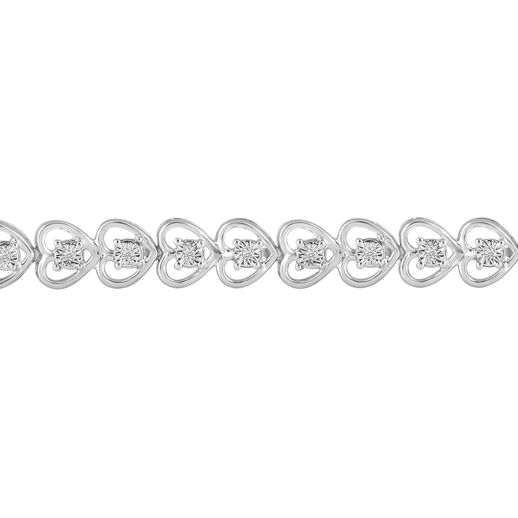 1/8ct tw Diamond Heart Tennis Bracelet in Sterling Silver