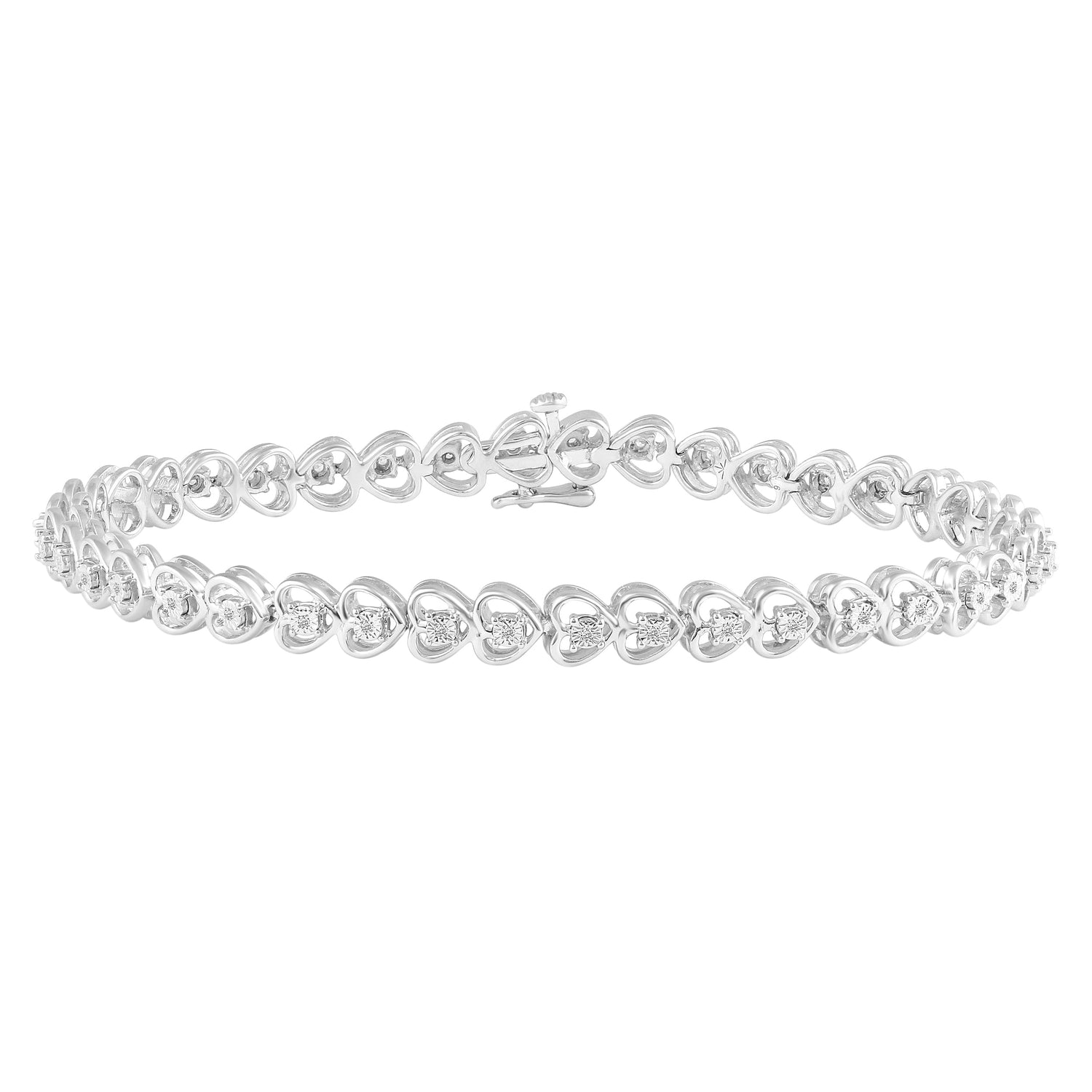 1/8ct tw Diamond Heart Tennis Bracelet in Sterling Silver