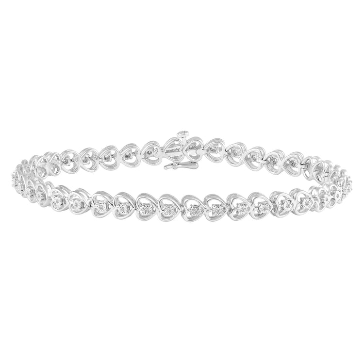 1/8ct tw Diamond Heart Tennis Bracelet in Sterling Silver