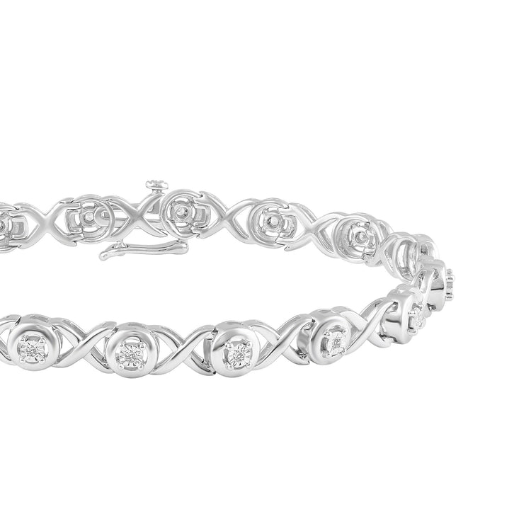 1/6ct tw Diamond XO Round Tennis Bracelet in Sterling Silver