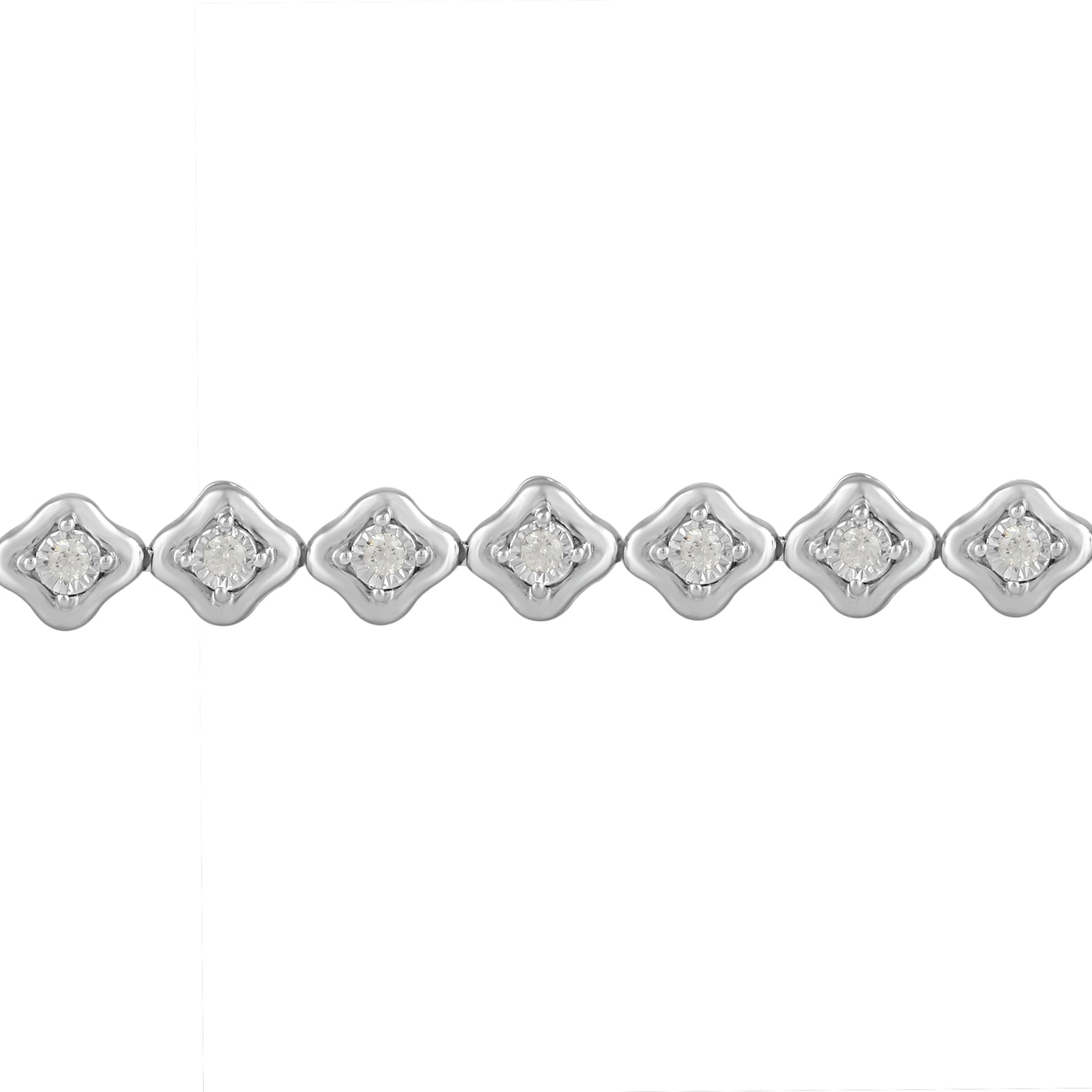 1/2 Carat tw Natural Diamond Clover Quatrefoil Tennis Bracelet in 925 Sterling Silver