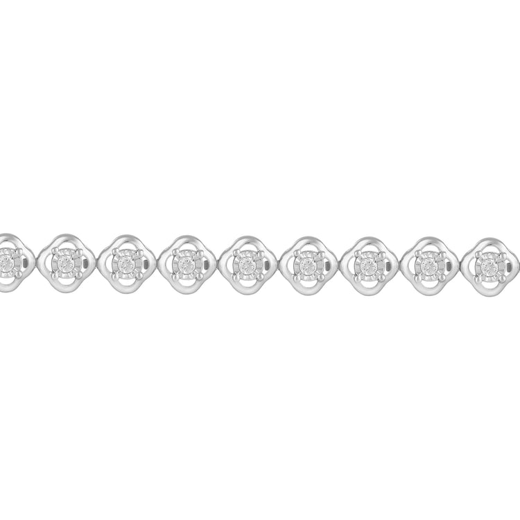 1/2 Carat tw Natural Diamond Clover Quatrefoil Tennis Bracelet in 925 Sterling Silver Alhambra