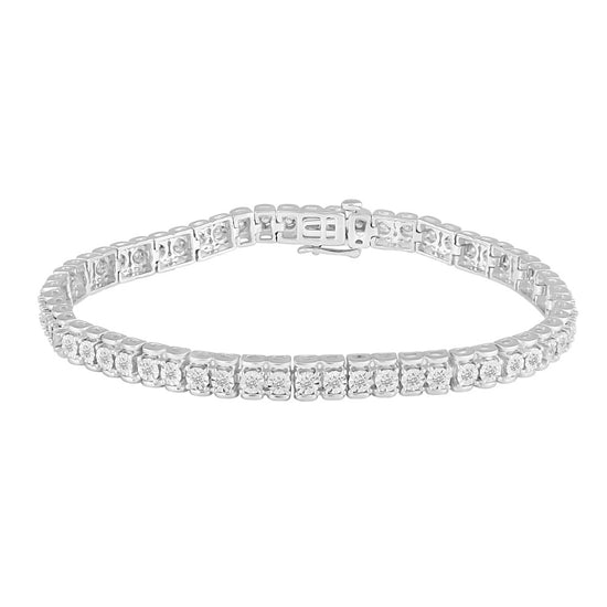 3/4 Cttw Natural Diamond Tennis Bracelet Set in 925 Sterling Silver
