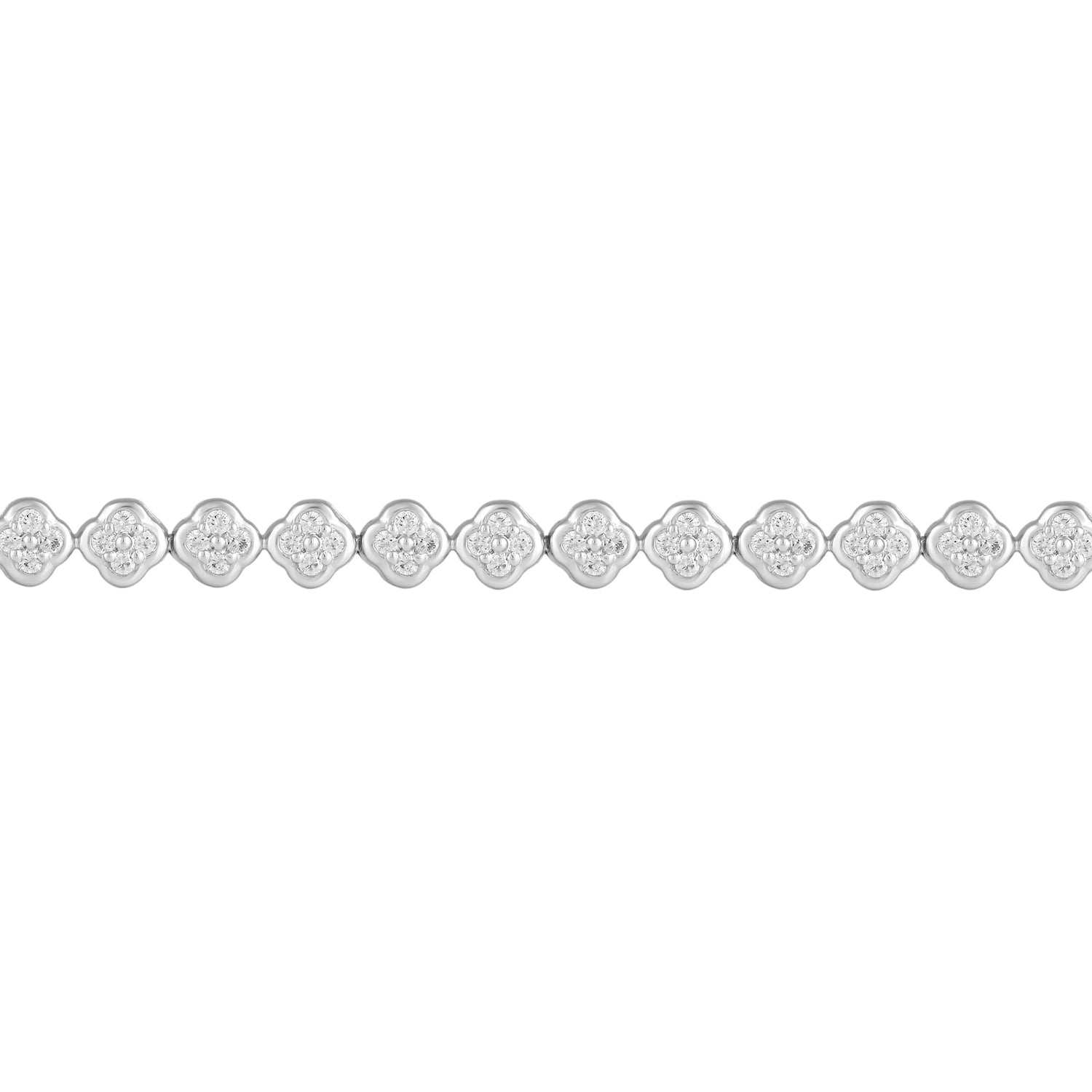 1 1/4 Carat tw Natural Diamond Clover Quatrefoil Tennis Bracelet in 925 Sterling Silver Alhambra van cleaf