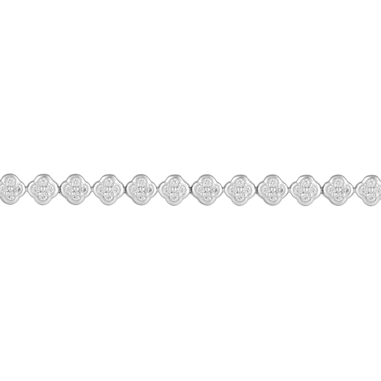 1 1/4 Carat tw Natural Diamond Clover Quatrefoil Tennis Bracelet in 925 Sterling Silver Alhambra van cleaf