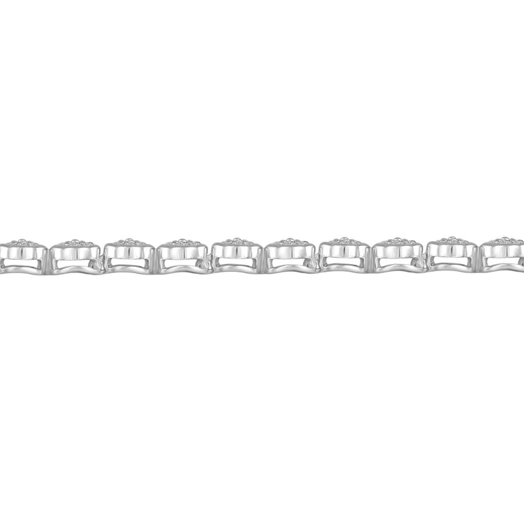 1 1/4 Carat tw Natural Diamond Clover Quatrefoil Tennis Bracelet in 925 Sterling Silver Alhambra van cleaf
