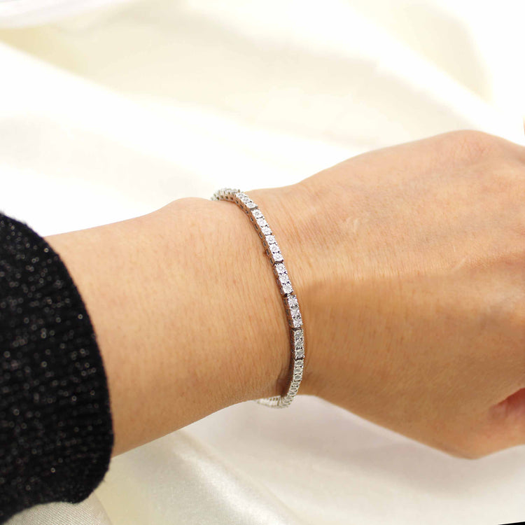 1/2 - 2.00 Cttw Tennis Bracelet set in 14K White Gold / 925 Sterling Silver