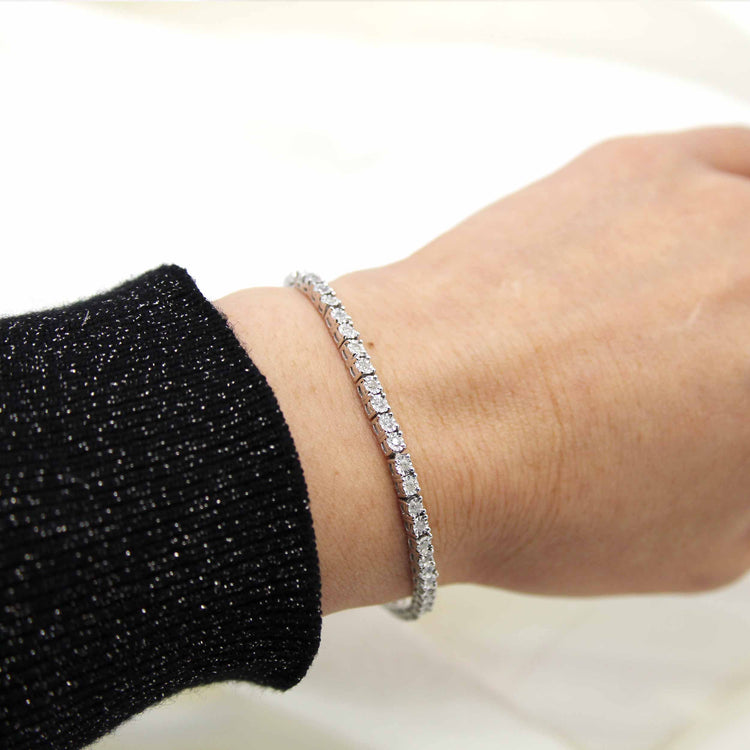 1/2 - 2.00 Cttw Tennis Bracelet set in 14K White Gold / 925 Sterling Silver