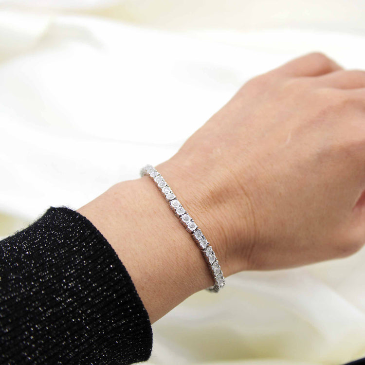 1/2 - 2.00 Cttw Tennis Bracelet set in 14K White Gold / 925 Sterling Silver