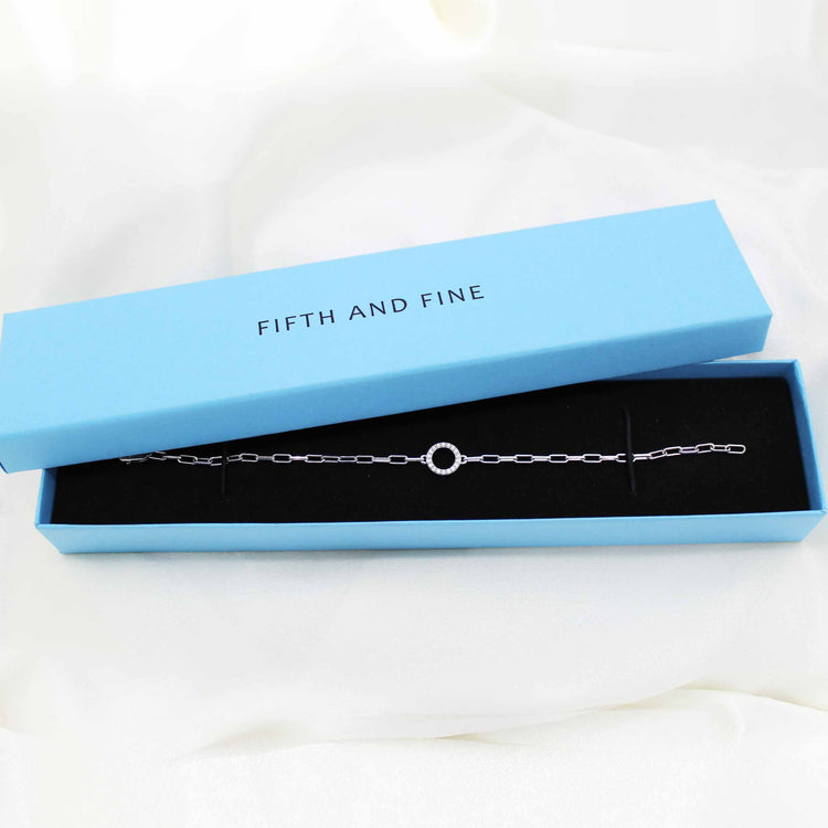 1/6 Cttw Natural Diamond Pave Circle Link Chain 7" Bracelet in 925 Sterling Silver