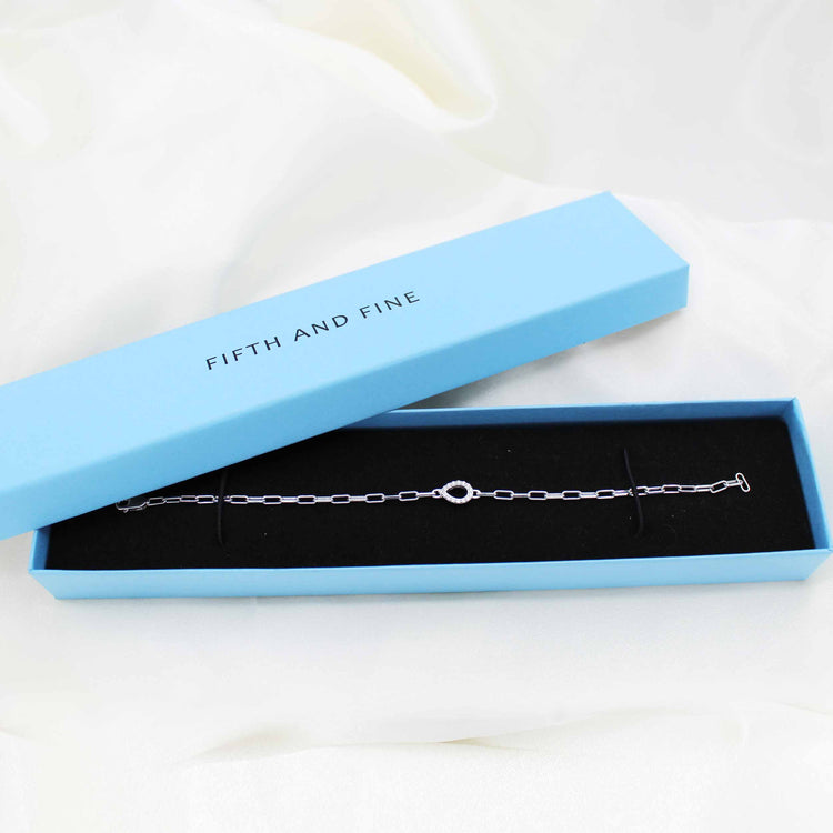 1/6 Cttw Natural Diamond Pave Teardrop Link Chain 7" Bracelet in 925 Sterling Silver