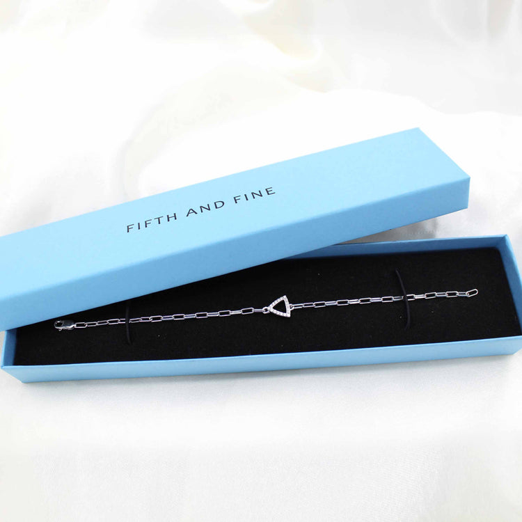 1/5 - 1/6 Cttw Natural Diamond Pave Link Chain 7" Bracelet in 925 Sterling Silver heart oval hexagon triangle rectangle