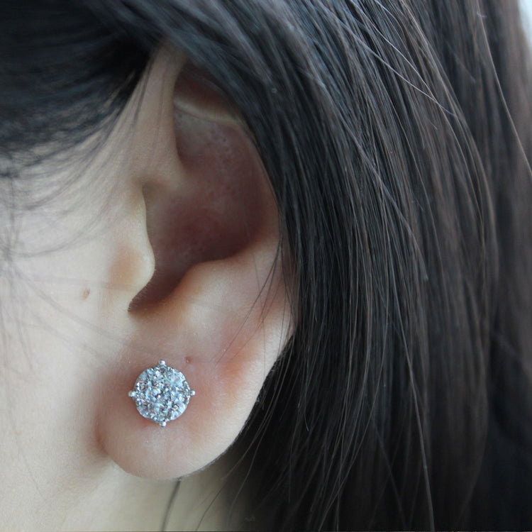 SINGLE (1 Piece) Natural Diamond Stud Earrings Set in 925 Sterling Silver