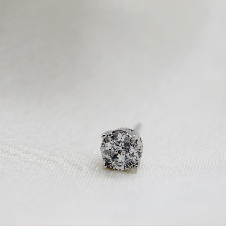 SINGLE (1 Piece) Natural Diamond Stud Earrings Set in 925 Sterling Silver