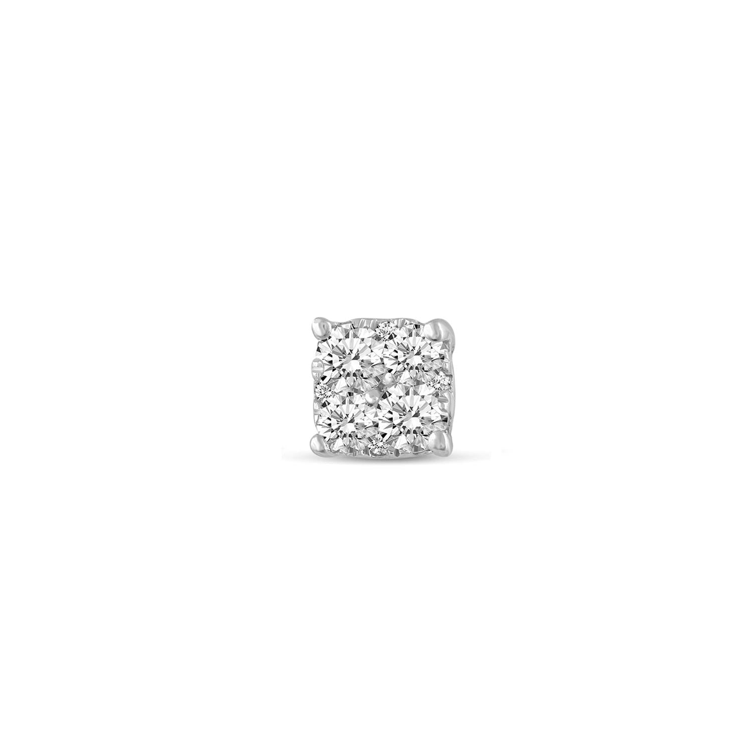 single Cushion Diamond Stud Earrings set in 925 Sterling Silver