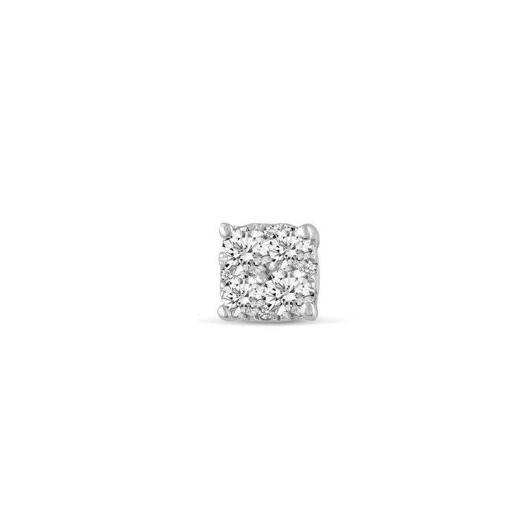 single Cushion Diamond Stud Earrings set in 925 Sterling Silver