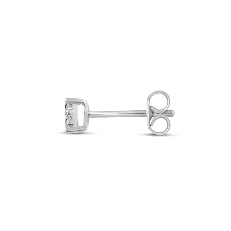 single Cushion Diamond Stud Earrings set in 925 Sterling Silver