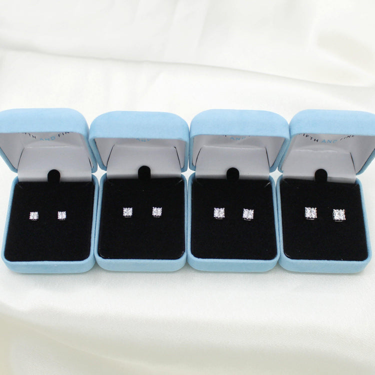1/4 - 1 1/2 Cttw Cushion Diamond Stud Earrings set in 925 Sterling Silver - Fifth and Fine