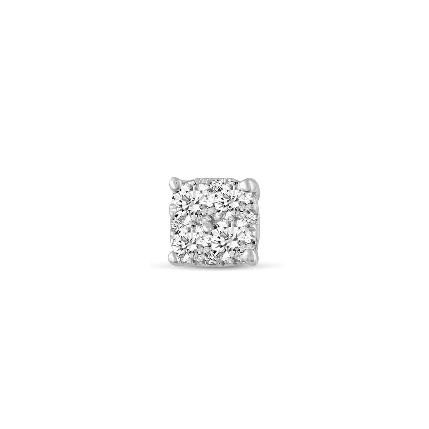 single Cushion Diamond Stud Earrings set in 925 Sterling Silver