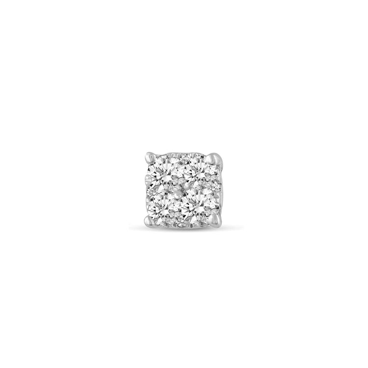 single Cushion Diamond Stud Earrings set in 925 Sterling Silver
