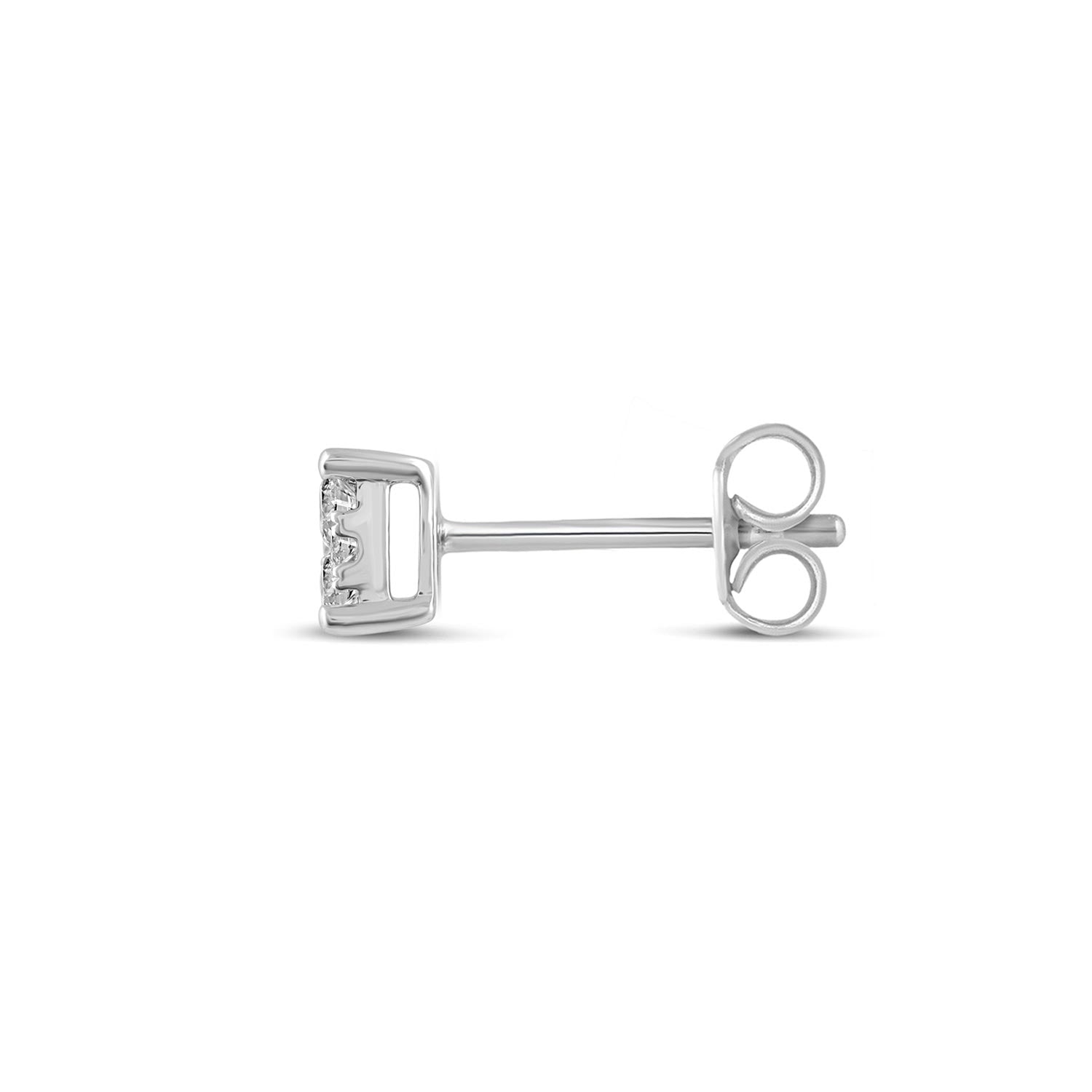 single Cushion Diamond Stud Earrings set in 925 Sterling Silver