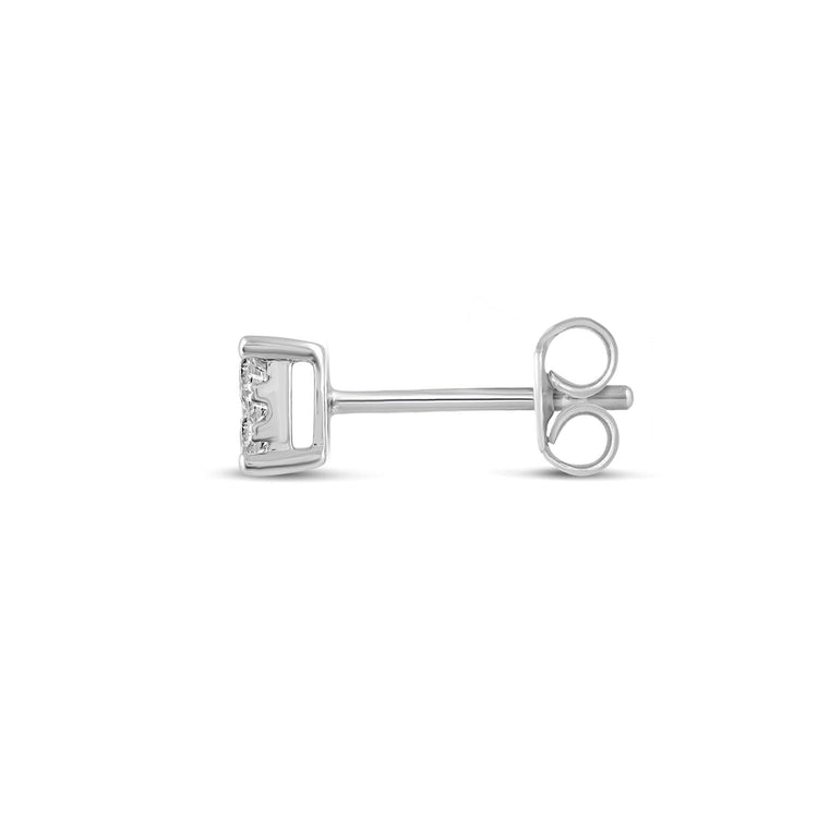 single Cushion Diamond Stud Earrings set in 925 Sterling Silver
