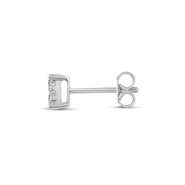 single Cushion Diamond Stud Earrings set in 925 Sterling Silver