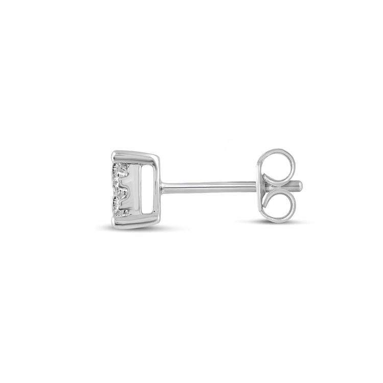 single Cushion Diamond Stud Earrings set in 925 Sterling Silver