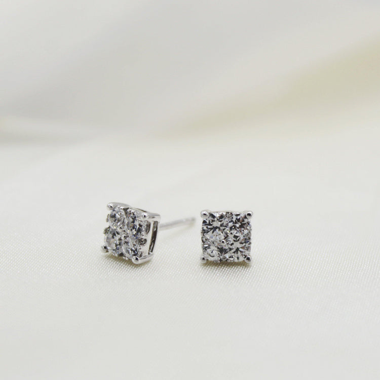 1/4 - 1 1/2 Cttw Cushion Diamond Stud Earrings set in 925 Sterling Silver - Fifth and Fine