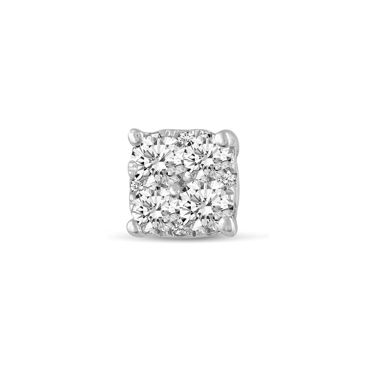 single Cushion Diamond Stud Earrings set in 925 Sterling Silver