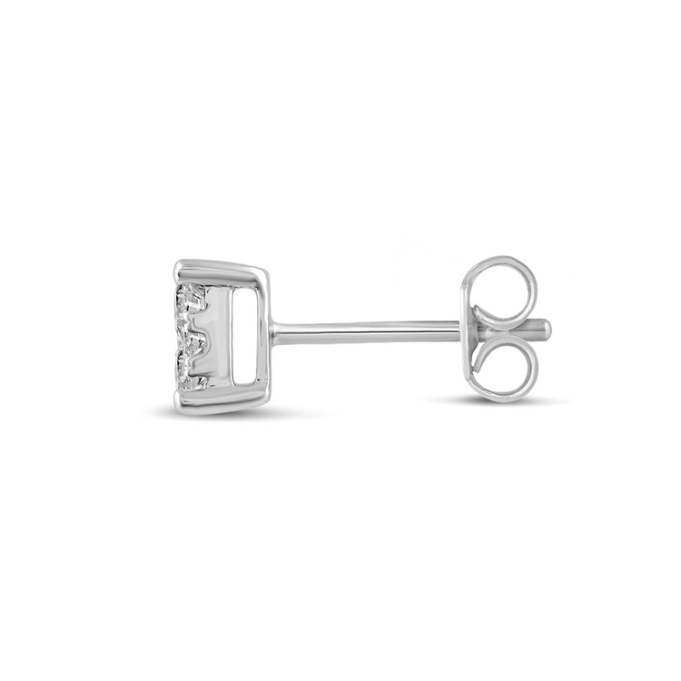 single Cushion Diamond Stud Earrings set in 925 Sterling Silver