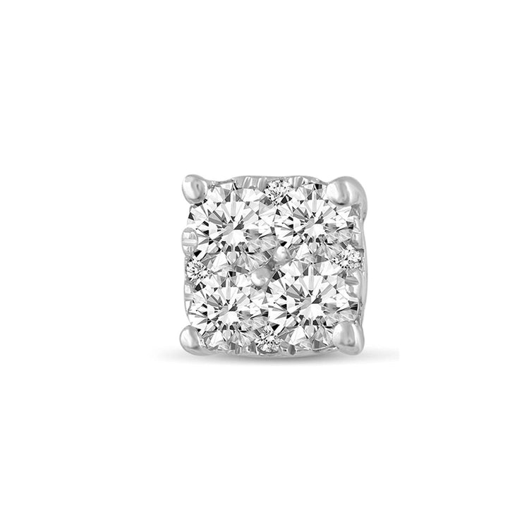 single Cushion Diamond Stud Earrings set in 925 Sterling Silver