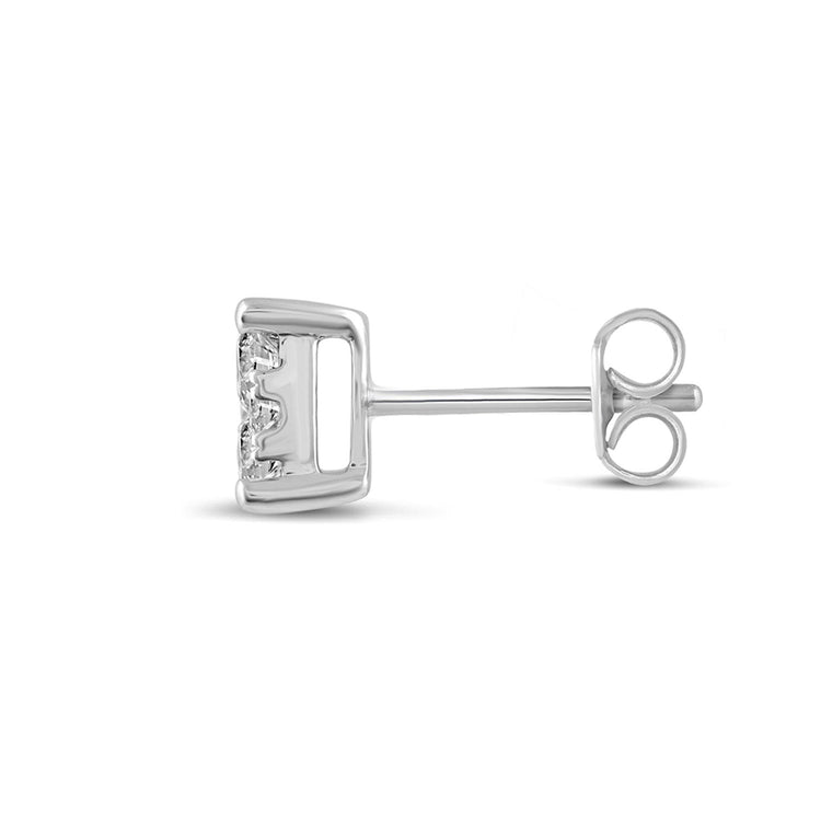 single Cushion Diamond Stud Earrings set in 925 Sterling Silver