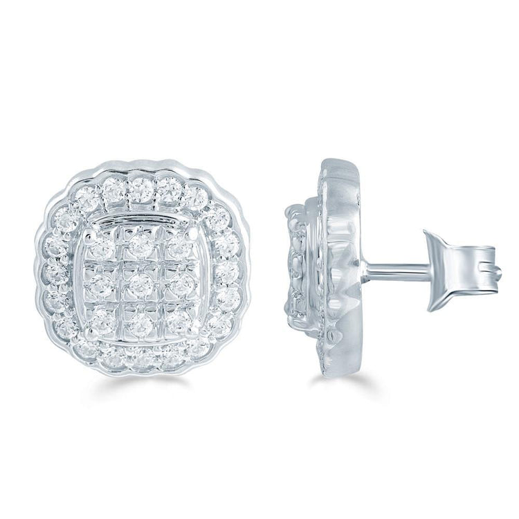 1/2 CT TW Cushion Cluster Stud Earrings in Sterling Silver - Fifth and Fine