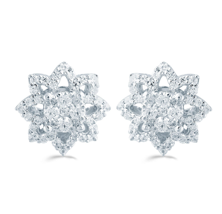 1/2Ct TW Diamond Floral Cluster Studs in Sterling Silver - Fifth and Fine