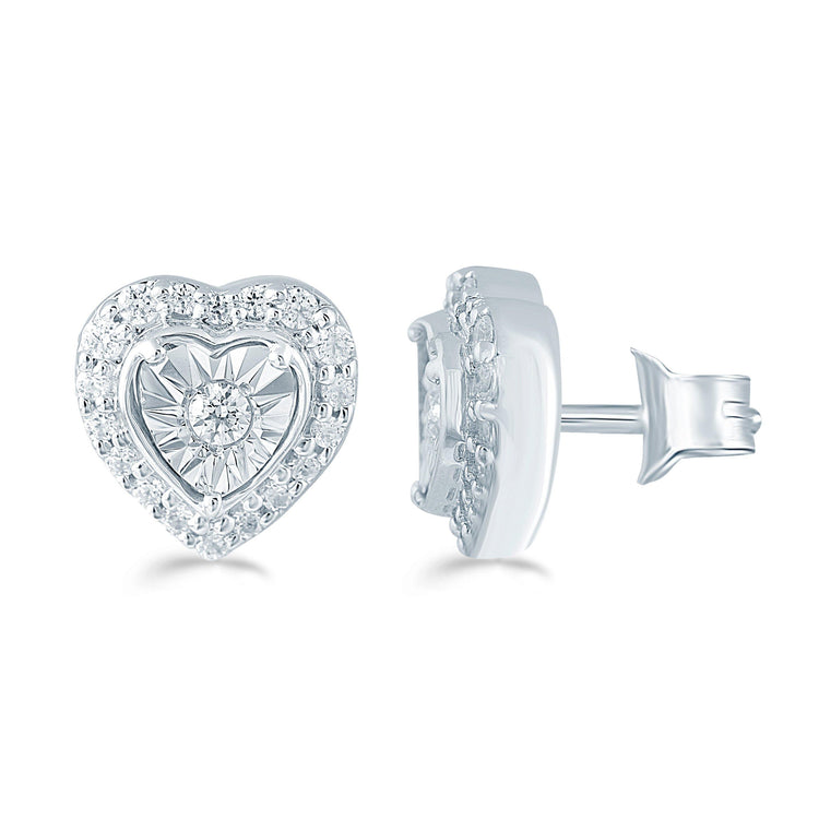 1/4Ct TW Diamond Heart Fashion Stud Earring in Sterling Silver - Fifth and Fine