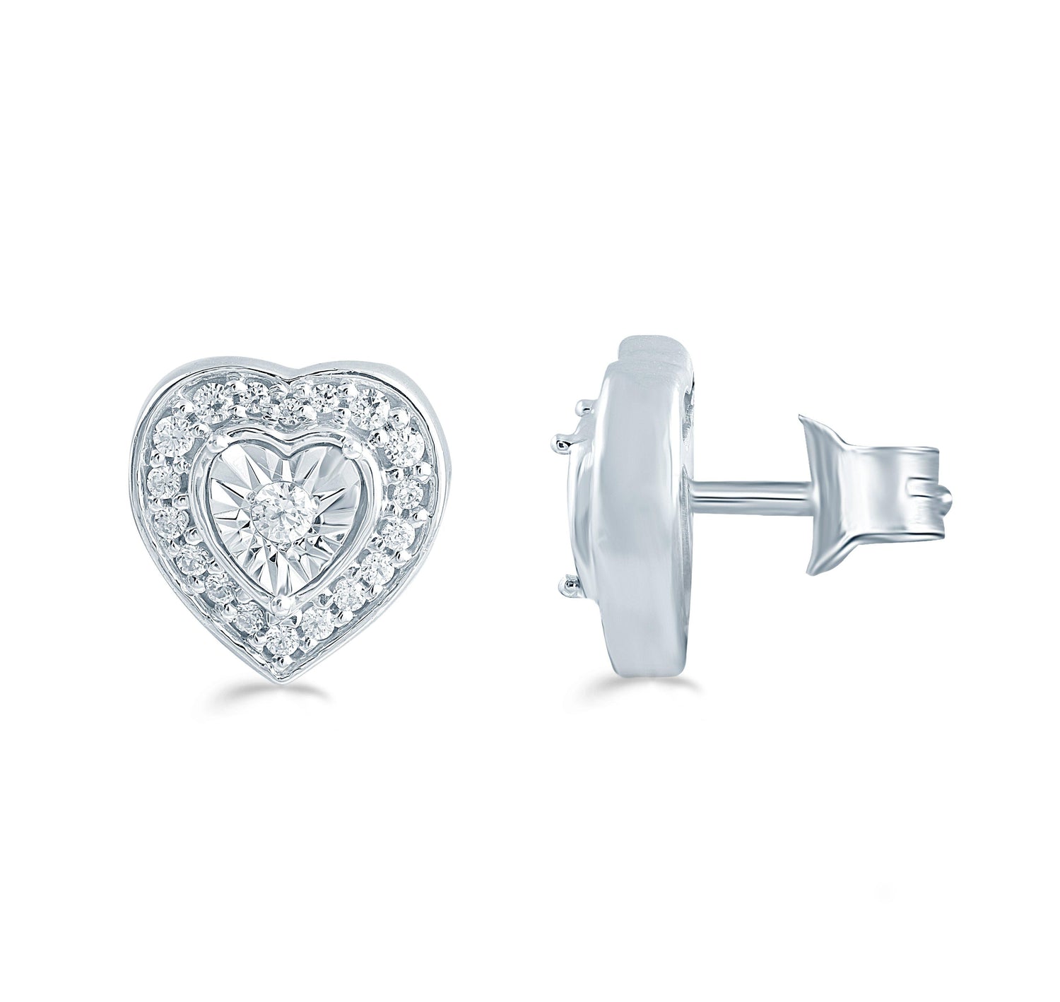 1/4Ct TW Diamond Heart Cluster Fashion Stud Earring in Sterling Silver - Fifth and Fine