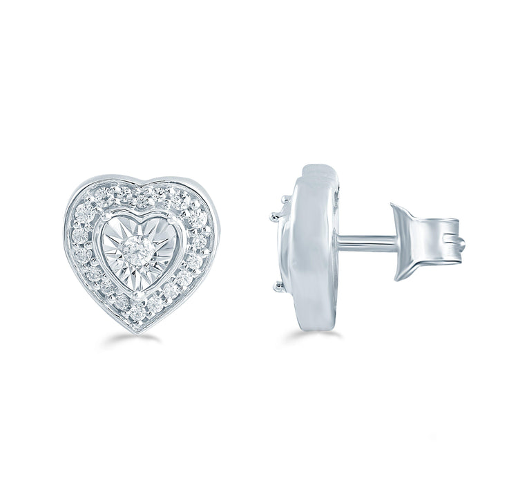 1/4Ct TW Diamond Heart Cluster Fashion Stud Earring in Sterling Silver - Fifth and Fine