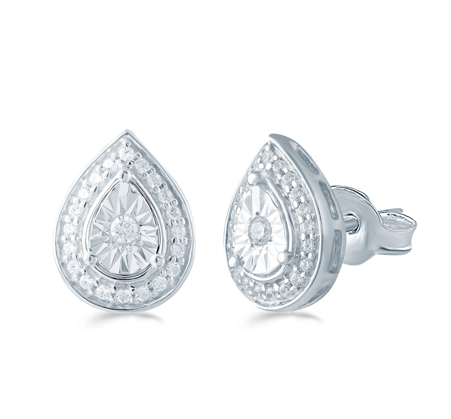 1/5CT TW Diamond Pear Cluster Stud Earrings in Sterling Silver - Fifth and Fine