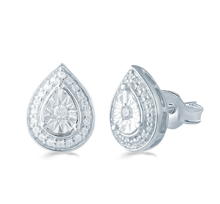 1/5CT TW Diamond Pear Cluster Stud Earrings in Sterling Silver - Fifth and Fine