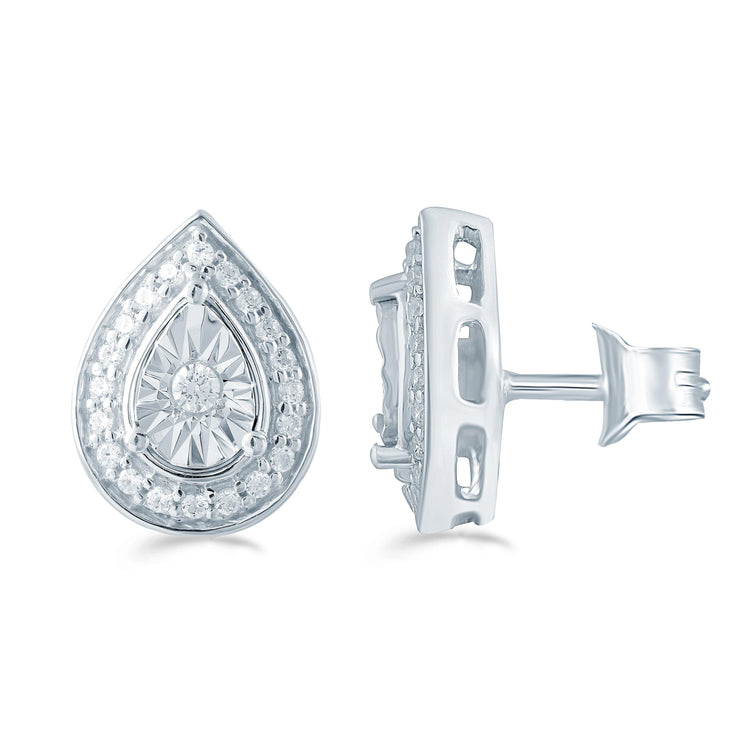 1/5CT TW Diamond Pear Cluster Stud Earrings in Sterling Silver - Fifth and Fine